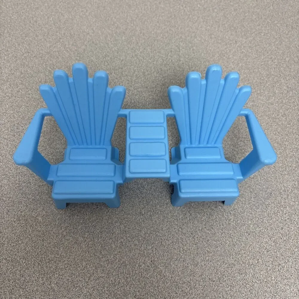 Barbie Sized American Plastic Adirondack Lounge Patio Lawn Chairs 3 Pieces